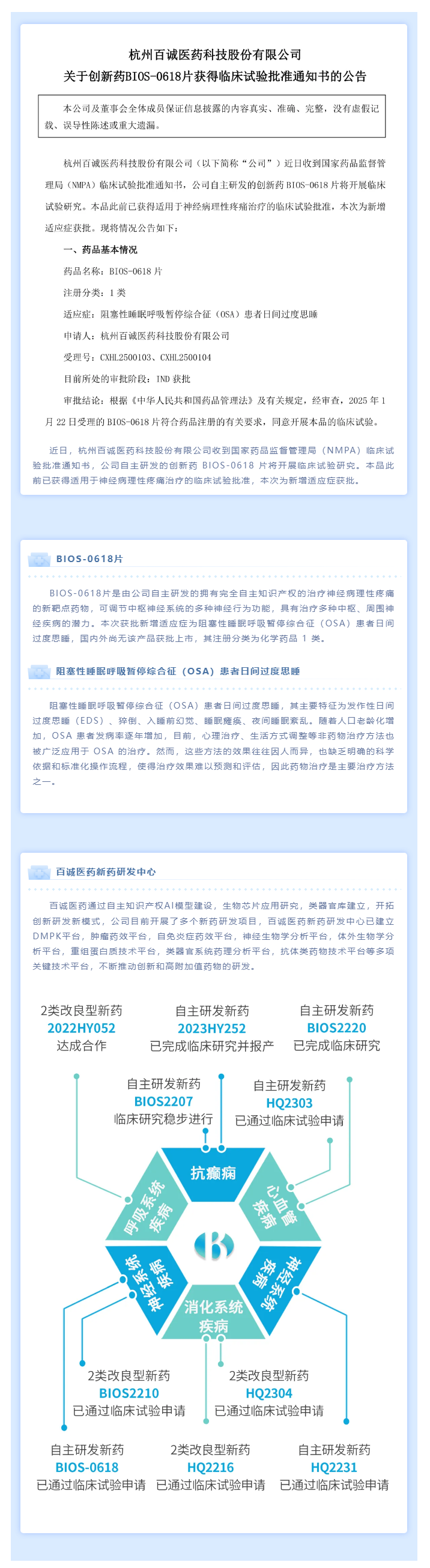 新增適應(yīng)癥！百誠(chéng)醫(yī)藥創(chuàng)新藥BIOS-0618片臨床試驗(yàn)申請(qǐng)獲NMPA批準(zhǔn).png